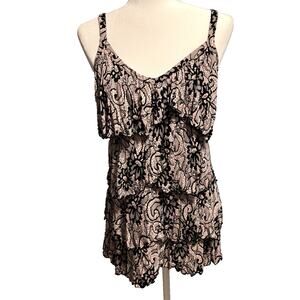 INC Womens XL Y2K Top Tiered Whimsical Feminine Floral Abstract Romantic Boho